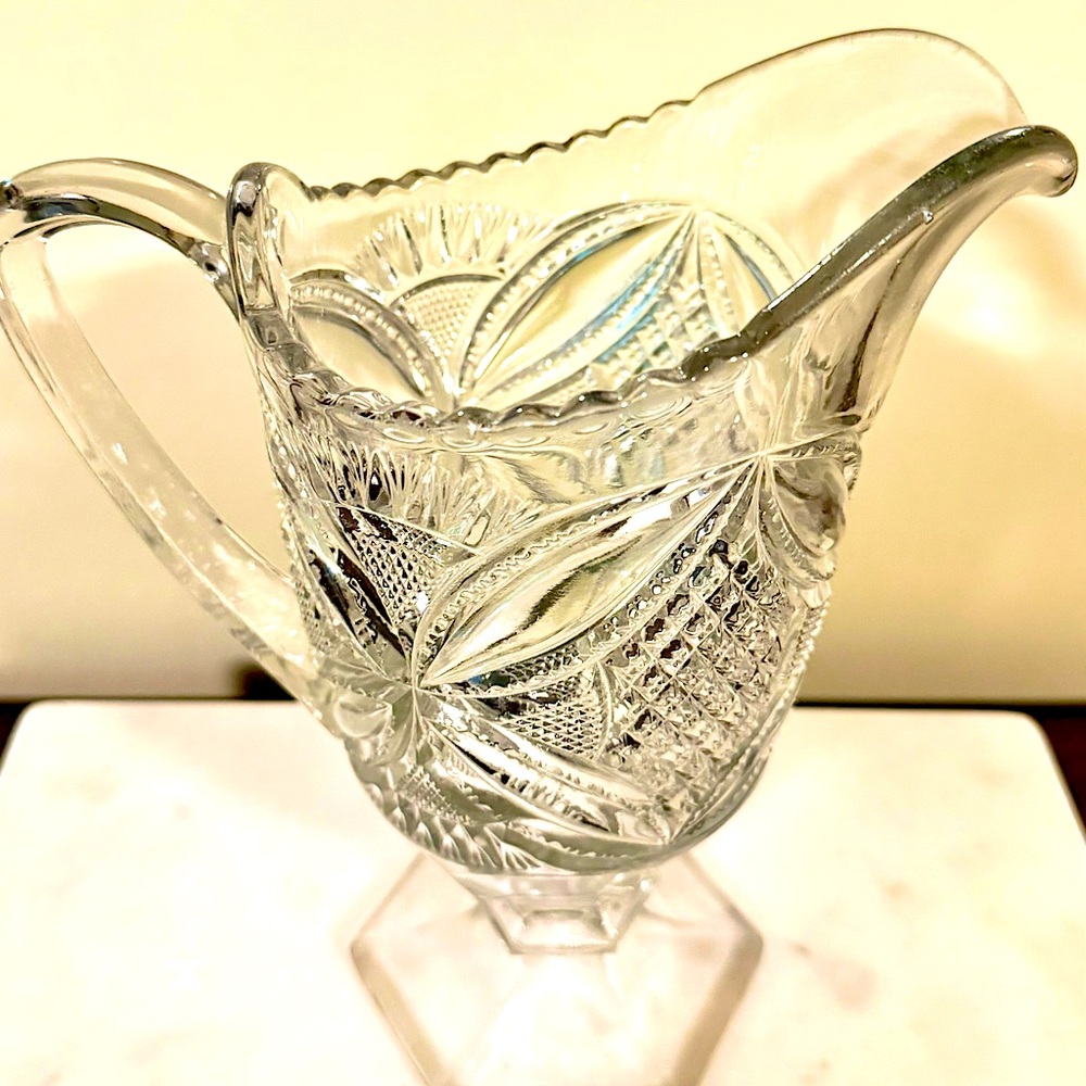 Elegant Antique Clear Glass Pitcher